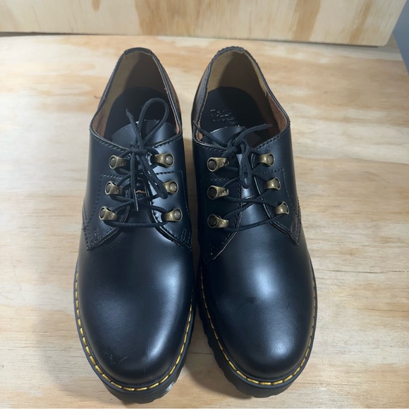 New Dr Martens Leona Lo Black Platform Lace-Up Shoes Women’s Size 10 - Picture 2 of 6